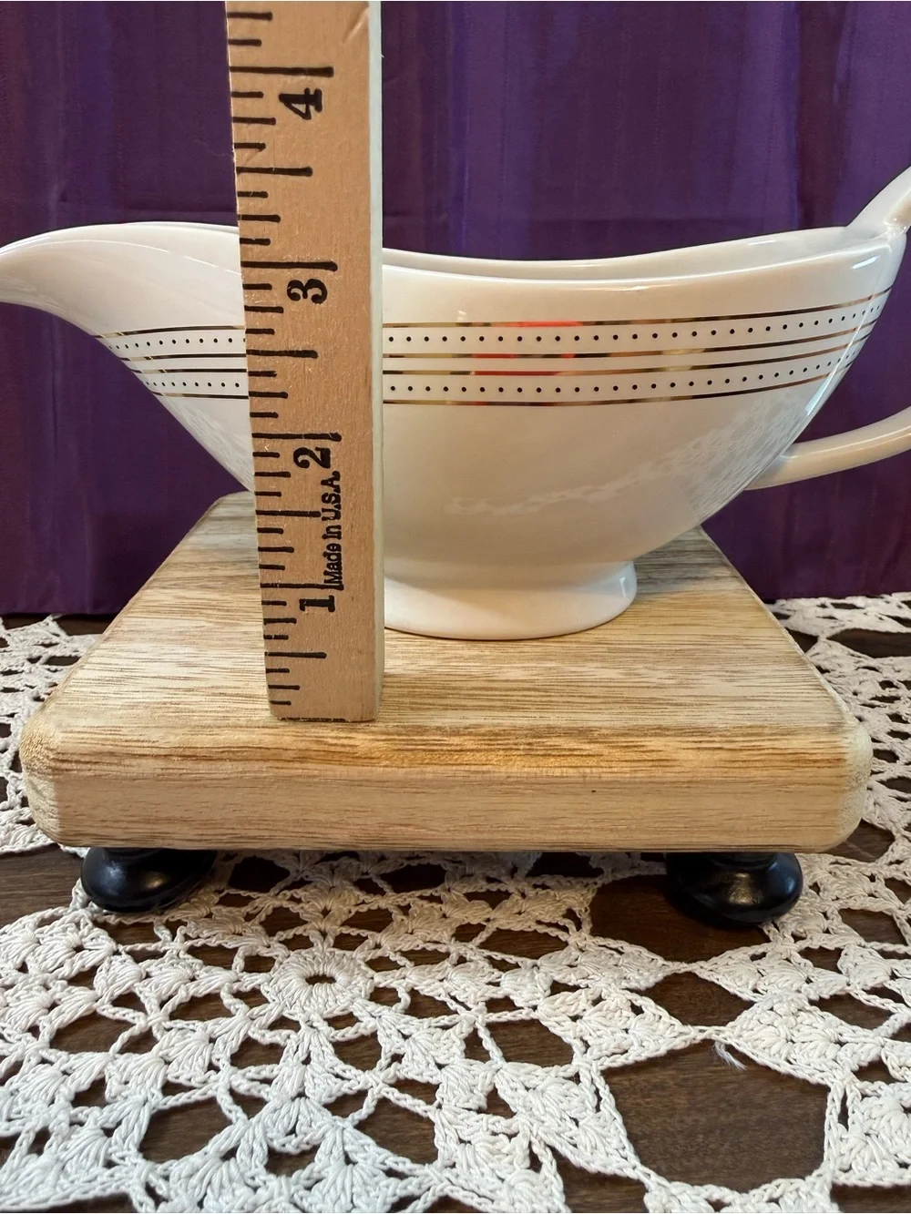 West Elm Cream Ceramic Gravy Boat with Black Dot Band
